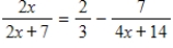 The equation in this problem leads to a linear equation. Solve for x. Because the solution to the linear equation may not be a solution to the original equation, be sure to check the solution in the original equation. ​   ​ A) x =   B) x =   C) x =   D) x =   E) no solution