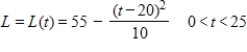 For many species of fish, the weight W is a function of the length L that can be expressed by ​   ​ Suppose that for a particular species k = 0.08 and that for this species the length (in centimeters)  is a function of the number of years t the fish has been alive, and that this function is given by ​ ​   ​ Find   in order to express W as a function of the age t of the fish. ​ A)    B) ​   C)    D)    E)   