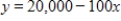Graph the equation with a graphing utility; use a window that includes the intercepts. Which range shows both the intercepts? ​   ​ A) x-min = -100 x-max = 100 y-min = -10,000 y-max = 10,000 B) x-min = -100 x-max = 100 y-min = -10,000 y-max = 30,000 C) x-min = -100 x-max = 300 y-min = -10,000 y-max = 10,000 D) x-min = -100 x-max = 300 y-min = -10,000 y-max = 30,000 E) ​x-min = 100 x-max = 100 y-min = 10,000 y-max = 10,000