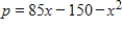 If the profit from the sale of x units of a product is   , what level(s)  of production will yield a profit of $1,600? ​ A) less 35 units of production. B) more than 50 units of production. C) 85 units of production. D) 15 units of production. E) 35 or 50 units of production.