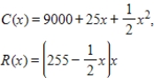 If a firm has the following cost and revenue functions, find the break-even points. ​   ​ A) Break-even values are at   And   Units. B) Break-even values are at   And   Units. C) Break-even values are at   And   Units. D) Break-even values are at   And   Units. E) Break-even values are at   And   Units.