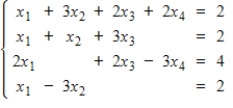 Use row operations on the augmented matrix to solve the given system of linear equations. ​   ​ A)    ,   ,   ,   B)    ,   ,   ,   C)    ,   ,   ,   D)    ,   ,   ,   E)    ,   ,   ,  