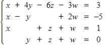 Use row operations on the augmented matrix to solve the given system of linear equations. ​   ​ ​ A)    ,   ,   ,   B)    ,   ,   ,   C) ​   ,   ,   ,   D)    ,   ,   ,   E)    ,   ,   ,  