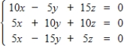 A system of equations may have a unique solution, an infinite number of solutions, or no solution. Use matrices to find the general solution of the following system.   A)    ,   , for any real number z. B)    ,   ,   C)    ,   , for any real number z. D)    ,   , for any real number z. E) no solution