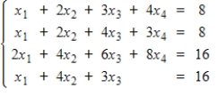 Use technology to solve the system of equations, if a solution exists.   A)    ,   ,   , for any real number   )  B)    ,   ,   ,   C)    ,   ,   ,   D)    ,   ,   , for any real number   )  E) no solution