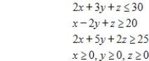 Use the simplex method, Excel, or another technology to solve. ​ ​ Maximize   subject to   ​ A) maximum:   B) maximum:   C) maximum:   D) maximum:   E) maximum:  