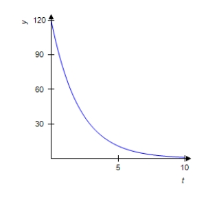 <strong>The percent concentration y of a certain drug in the bloodstream at any time t in minutes is given by the equation . Graph this equation for . </strong> A) B) C) D) E)