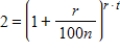 Use the formula   to find the doubling time t, in years, for an investment at r% compounded n times per year. Suppose you make an investment of $900 at interest rate 9% compounded quarterly. How long will it take for your investment to double? Round your answer to two decimal places. ​ A) 2.60 years B) 15.58 years C) 3.89 years D) 4.02 years E) 7.79 years