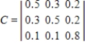 A Markov chain has transition matrix   and initial-probability vector   . Find the probability vector for the third stage of the Markov chain. ​ A)    B)    C)    D)    E)   