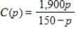 If the cost C (in dollars)  of removing p percent of the particulate pollution from the exhaust gases at an industrial site is given by ​   , ​ Find the rate of change of C with respect to p. A)    B)    C)    D)    E)   
