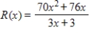 Suppose the revenue (in dollars)  from the sale of x units of a product is given by the equation   . Find the marginal revenue when 45 units are sold. Round your answer to the nearest dollar. ​ A)    B)    C)    D)    E)   