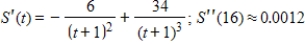 The daily sales S (in thousands of dollars)  that are attributed to an advertising campaign are given by   where t is the number of weeks the campaign runs. Find the rate of change of sales at any time t and use the second derivative to find how this rate is changing at   . Round your answer to four decimal places, when applicable. ​ A)    B)    C)    D)    E)   