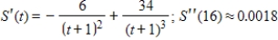 The daily sales S (in thousands of dollars)  that are attributed to an advertising campaign are given by   where t is the number of weeks the campaign runs. Find the rate of change of sales at any time t and use the second derivative to find how this rate is changing at   . Round your answer to four decimal places, when applicable. ​ A)    B)    C)    D)    E)   