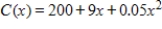 If the total cost function for a product is   dollars, determine how many units x should be produced to minimize the average cost per unit? ​​ A) 90 units B) 200 units C) 44 units D) 63 units E) 51 units