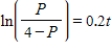 Suppose the proportion P of people affected by a certain disease is described by   , where t is the time in months. Find   , the rate at which P grows. ​ ​ A)    B)    C)    D)    E)   