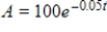 Suppose that a liquid carries a drug into a 400-cc organ at a rate of 20 cc/s and leaves the organ at the same rate. Suppose that the concentration of the drug entering is 0.25 g/cc. Find the amount A of drug in the organ as a function of time t if initially there is none in the organ. If it's necessary, round your calculations to four decimal places. ​ A)    B)    C)    D)    E)   
