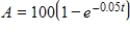 Suppose that a liquid carries a drug into a 400-cc organ at a rate of 20 cc/s and leaves the organ at the same rate. Suppose that the concentration of the drug entering is 0.25 g/cc. Find the amount A of drug in the organ as a function of time t if initially there is none in the organ. If it's necessary, round your calculations to four decimal places. ​ A)    B)    C)    D)    E)   