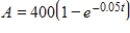 Suppose that a liquid carries a drug into a 400-cc organ at a rate of 20 cc/s and leaves the organ at the same rate. Suppose that the concentration of the drug entering is 0.25 g/cc. Find the amount A of drug in the organ as a function of time t if initially there is none in the organ. If it's necessary, round your calculations to four decimal places. ​ A)    B)    C)    D)    E)   