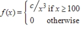 For what value of c is the function   a probability density function? ​ A) 2,000 B) 1,000 C) 4,000 D) 40,000 E) 20,000