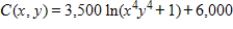 Suppose that the joint cost function in dollars for two products is   . Find the marginal cost with respect to y. ​ A)    B)    C)    D)    E)   