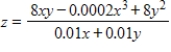 Suppose that the number of tons of an agricultural product produced is given by   , where x is the number of hours of labor and y is the number of acres of the crop. Find the number of tons produced when   and   . Round your answer to the nearest number of tons. ​ A)    Tons B)    Tons C) ​   Tons D) ​   Tons E) ​   Tons