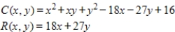 A company manufactures two products, A and B. If x is the number of thousands of units of A and y is the number of thousands of units of B, then the cost and revenue in thousands of dollars are ​   ​ Find the number of each type of product that should be manufactured to maximize profit. ​ A) 3,000 units of product A 48,000 units of product B B) 6,000 units of product A 24,000 units of product B C) 12,000 units of product A 12,000 units of product B D) 3,000 units of product A 12,000 units of product B E) 12,000 units of product A 48,000 units of product B