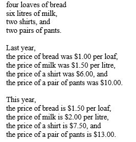  -The market basket used to calculate the CPI in Aquilonia is:   A)  20.00 percent B)  24.4 percent C)  30.00 percent D)  35.56 percent
