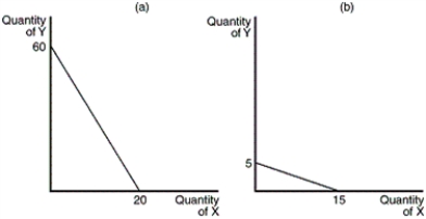 Figure 21-3    -Refer to Figure 21-3.In graph (b) ,what is the price of good X relative to good Y (i.e.,PX/PY)  A) 1/4 B) 1/3 C) 3/4 D) 3/1