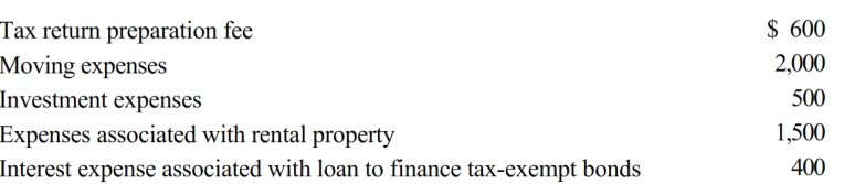Cory incurred and paid the following expenses in 2018:   Calculate the amount that Cory can deduct (before any percentage limitations) . A)  $5,000. B)  $4,600. C)  $3,000. D)  $1,500. E)  None of the above.