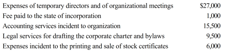 Emerald Corporation, a calendar year C corporation, was formed and began operations on April 1, 2018. The following expenses were incurred during the first tax year (April 1 through December 31, 2018)  of operations.   Assuming a § 248 election, what is the Emerald's deduction for organizational expenditures for 2018? A)  $0 B)  $4,550 C)  $5,000 D)  $7,400 E)  None of the above