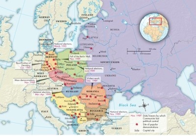 <strong>Map 29.2: Democratic Movements in Eastern Europe, 1989 shows that most of the events of the Velvet Revolution took place in what capital city? </strong> A)Berlin B)Leipzig C)Prague D)Bratislava