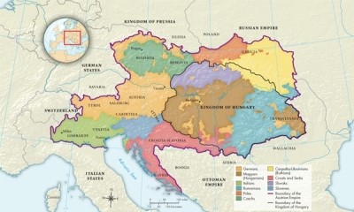 According to Map 21.2: Peoples of the Habsburg Monarchy, 1815, which nationalities dominated the Habsburg monarchy?   A) Italians and Romanians B) Poles and Ruthians C) Germans and Hungarians D) Czechs and Slovaks