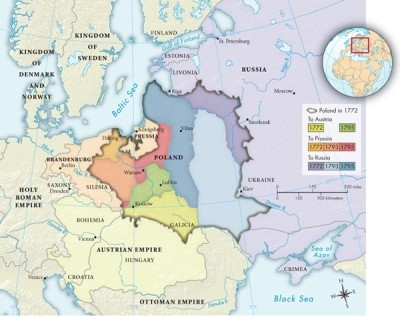 According to Map 16.1: The Partition of Poland, 1772-1795, which power or powers participated in the partition of 1793?   A) Prussia and Austria B) Prussia, Russia, and Austria C) Austria D) Prussia and Russia