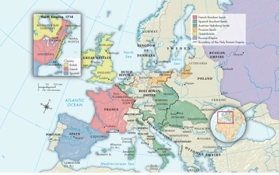Compare Map 15.1: Europe After the Thirty Years' War to Map 15.2: Europe After the Peace of Utrecht, 1715. Which state changed hands between 1648 and 1715?   A) Sardinia B) Bohemia C) Croatia D) Silesia