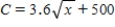 The cost C (in dollars) of producing x units of a product is given by   Find the additional cost when the production increases from 9 to 10.Round your answer to two decimal places. ​ A)  $0.58 B)  $0.36 C)  $0.62 D)  $0.12 E)  $0.64