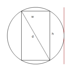 A wooden beam has a rectangular cross section of height h and width w (see figure) .The strength S of the beam is directly proportional to the width and the square of the height.What are the dimensions of the strongest beam that can be cut from a round log of diameter d = 26 inches? Round your answers to two decimal places.[Hint:   where k > 0 is the proportionality constant.]   ​ A)    inches and   inches B)    inches and   inches C)    inches and   inches D)    inches and   inches E)    inches and   inches