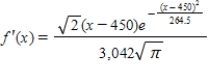 A survey of high school seniors from a certain school district who took the SAT has determined that the mean score on the mathematics portion was 450 with a standard deviation of 11.5.By a normal probability density function the data can be modeled as   Find the derivative of the model. ​ A)  ​   B)  ​   C)  ​   D)  ​   E)  ​  