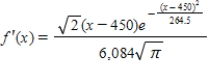 A survey of high school seniors from a certain school district who took the SAT has determined that the mean score on the mathematics portion was 450 with a standard deviation of 11.5.By a normal probability density function the data can be modeled as   Find the derivative of the model. ​ A)  ​   B)  ​   C)  ​   D)  ​   E)  ​  
