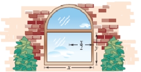 ​A Norman window is constructed by adjoining a semicircle to the top of an ordinary rectangular window (see figure) .Find the dimensions of a Norman window of maximum area if the total perimeter is 22 feet.Round yours answers to two decimal places.   ​ A)  ​   feet and   feet B)  ​   feet and   feet C)  ​   feet and   feet D)  ​​   feet and   feet E)  ​​   feet and   feet