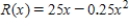 ​If the total revenue function for a blender is   ,determine how many units x must be sold to provide the maximum total revenue in dollars. ​ A)  ​625 B)  ​15,000 C)  ​25 D)  ​300 E)  ​50