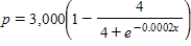 The demand function for a product is modeled by   What is the limit of the price as x increases without bound? A)  The limit of the price as x increases without bound is -1. B)  The limit of the price as x increases without bound is 1. C)  The limit of the price as x increases without bound is 0. D)  The limit of the price as x increases without bound is 3,000. E)  The limit of the price as x increases without bound is 4.