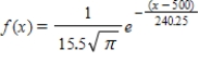 <strong>A survey of high school seniors from a certain school district who took the SAT has determined that the mean score on the mathematics portion was 500 with a standard deviation of 15.5.Assuming the data can be modeled by a normal probability density function,find a model for these data.</strong> A) B) C) D) E) 