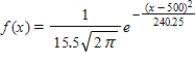 <strong>A survey of high school seniors from a certain school district who took the SAT has determined that the mean score on the mathematics portion was 500 with a standard deviation of 15.5.Assuming the data can be modeled by a normal probability density function,find a model for these data.</strong> A) B) C) D) E) 