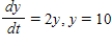 ​Use the given information to write an exponential equation for y.Does the function represent exponential growth or exponential decay? ​   ,when   A)  ​   , exponential decay B)  ​   , exponential growth C)  ​   , exponential decay D)  ​   , exponential growth