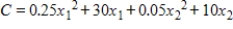 A manufacturer has an order for 1,100 units of fine paper that can be produced at two locations.Let x​<sub>1</sub> and x​<sub>2</sub> be the numbers of units produced at the two plants.Find the number of units that should be produced at each plant to minimize the cost if the cost function is given by   ​ A)    units and   units B)    units and   units C)    units and   units D)    units and   units E)    units and   units