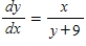 ​Write the the differential equation by separating the variables. ​   ​ A)  ​   B)  ​   C)  ​   D)  ​   E)  ​  