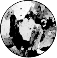 What type of texture is shown in the photomicrograph?   A) foliation B) crystalline C) sedimentary D) clastic