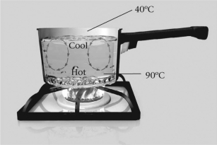 The image below shows an example of which type of heat transfer?   A) radiation B) conduction C) convection D) advection