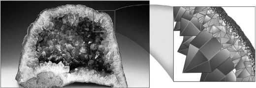 Minerals in geodes (see below) form spectacular euhedral crystals because ________.   A) all of the elements incorporated in the crystals are in plentiful supply B) the crystals have abundant room to grow in their hollow surroundings C) minerals within geodes are always framework silicates D) minerals within geodes always contain iron