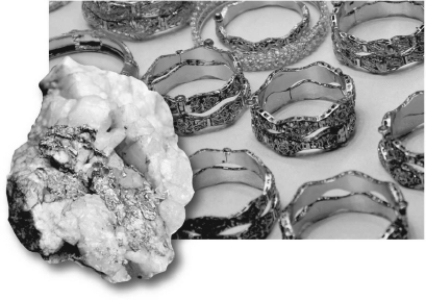 Consult the figure below.What native metal is most likely to occur within quartz veins?   A) aluminum B) gold C) copper D) brass